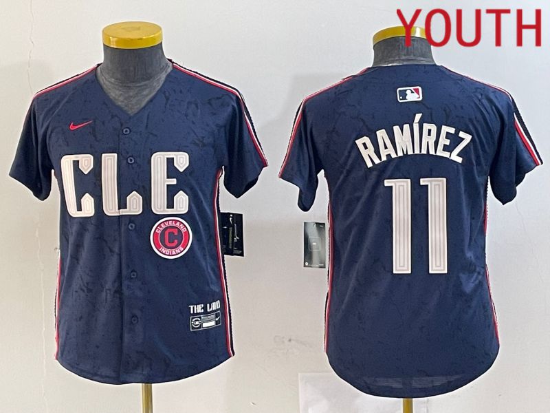 Youth Cleveland Indians #11 Ramirez Blue City Edition Nike 2024 MLB Jersey style 6